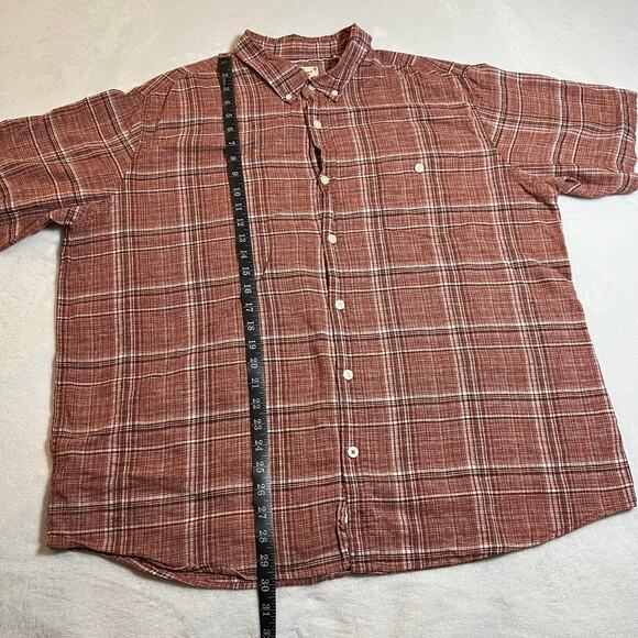 Weatherproof Vintage Linen Cotton Plaid Short Sleeve Button Up Shirt Size XXL - Picture 9 of 9